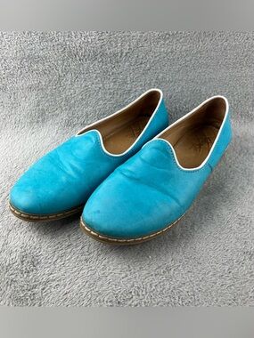 Charix Shoes Slip On Artisan Leather Flats Size EU 44 US 12 Turquoise Blue